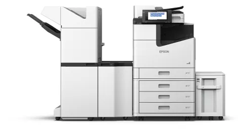 Wf c20600 with finisher stapler and high capacity feeder  front on 