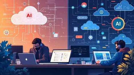 Cybersecurity professionals operations center ai symbols cloud data leak