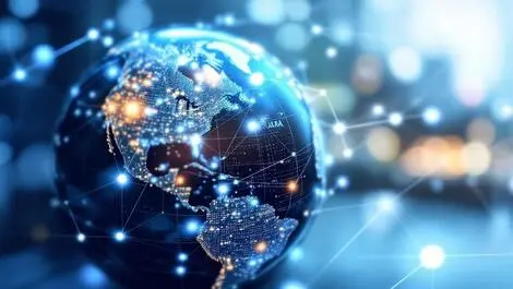 Global digital expansion globe highlighted north america asia pacific nz