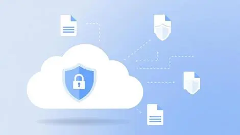 Secure cloud symbol with data icons files shields data protection cloud