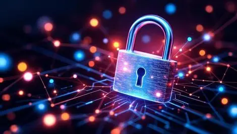 Strong padlock digital geometric shapes encryption data protection network