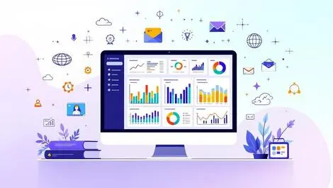 Modern digital dashboard colorful charts business intelligence data analytics