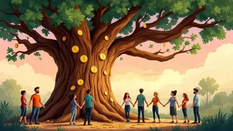 Eucalyptus tree with coins australian community donation trust