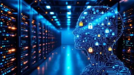 Australian datacenter ai silhouette broken security padlocks