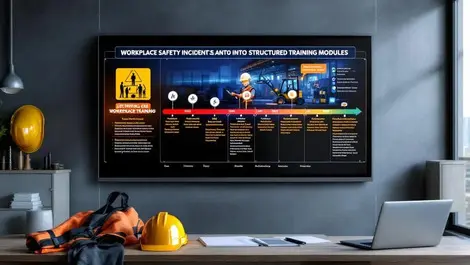 Warehouse training room safety incident timeline to digital modules