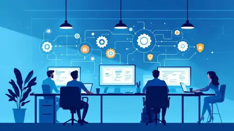 Ai agents automating devops lifecycle secure apps flat vector