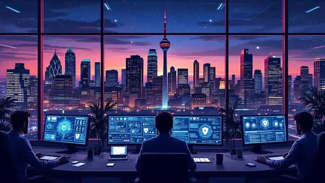 Calgary cybersecurity operations center night north america hub