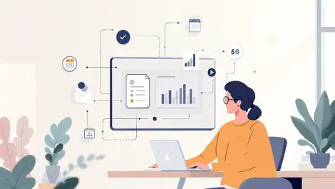 Cloud accounting automated subscription billing workflow office scene