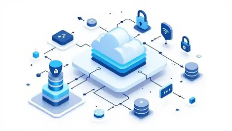 Isometric cloud data platform dashboard security access flows